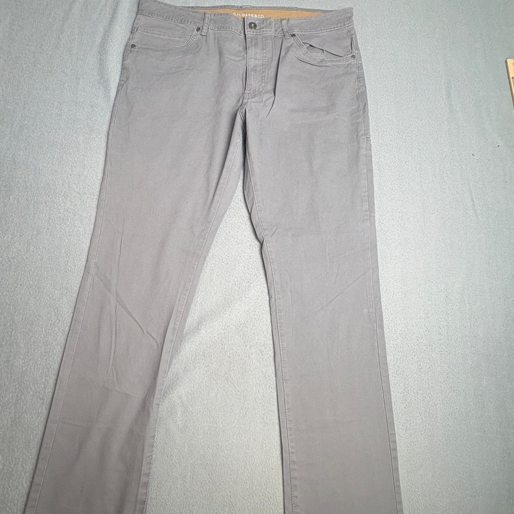 GH Bass & Co Mens Gray Canvas Straight Leg Stretch Pants 38x34